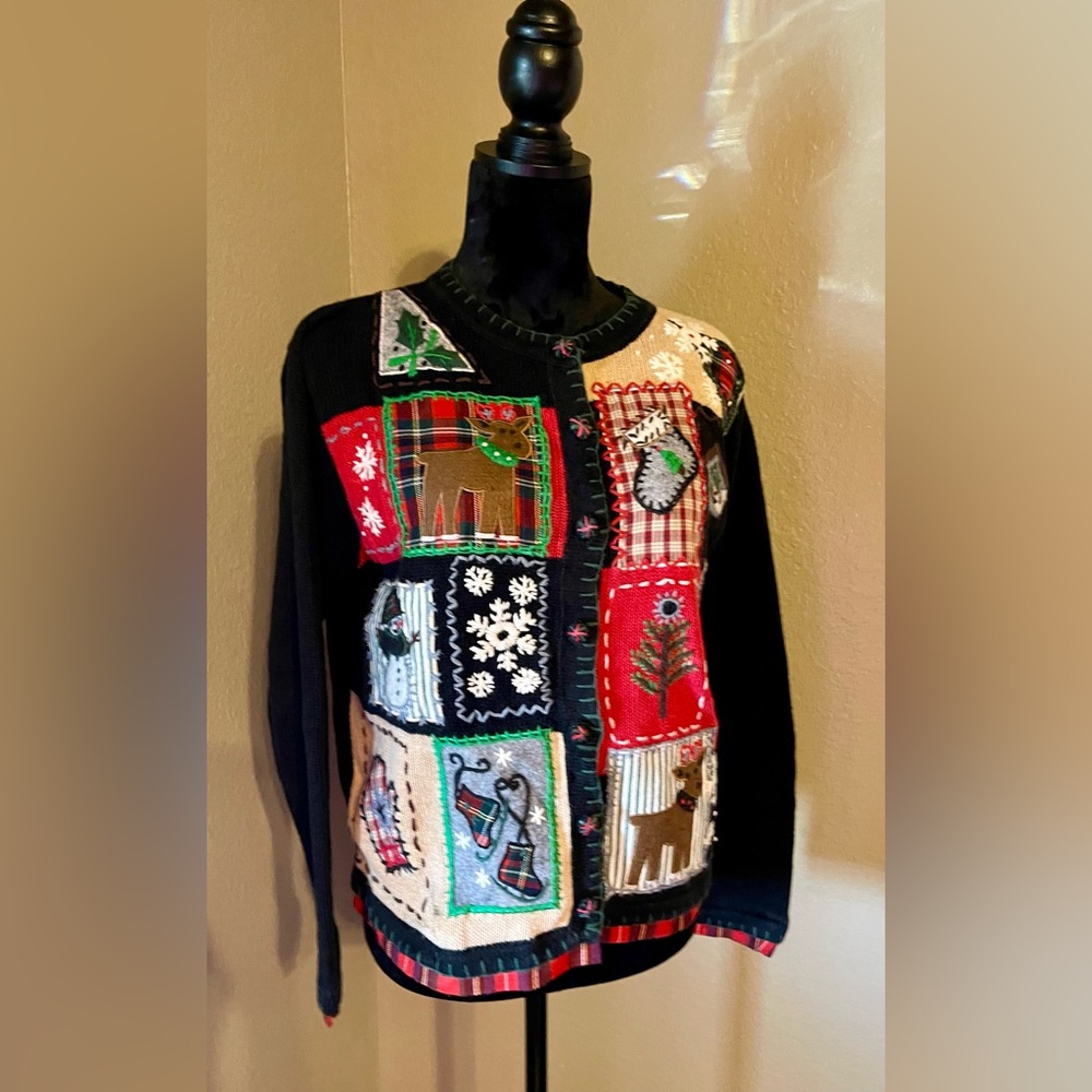 Vintage Christmas cardigan OHI Size Small